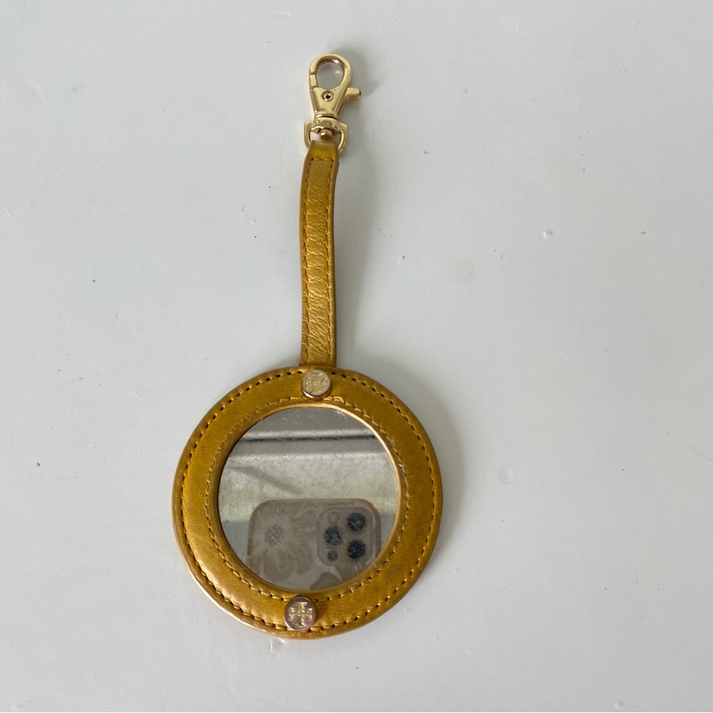 🦋Vintage Tory Burch Yellow Leather Mirror/Bag Charm